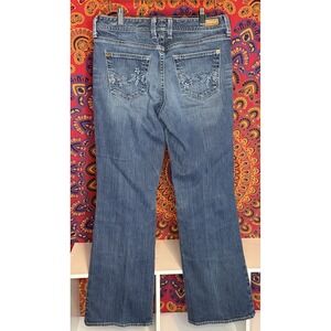 Vintage Eddie Bauer 6 Petite Floral Pocket Jeans Bootcut Blue Cottage Core Mid